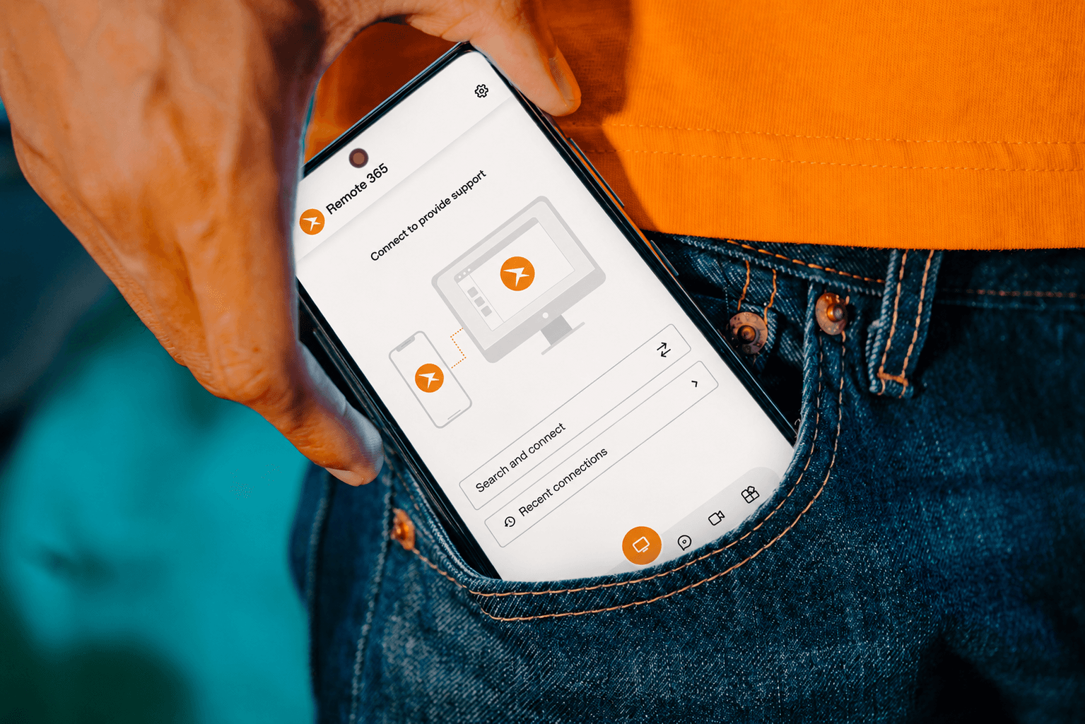 A phone running the Remote365 app